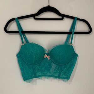Victorias Secret Blue Lace Bustier Bra Top